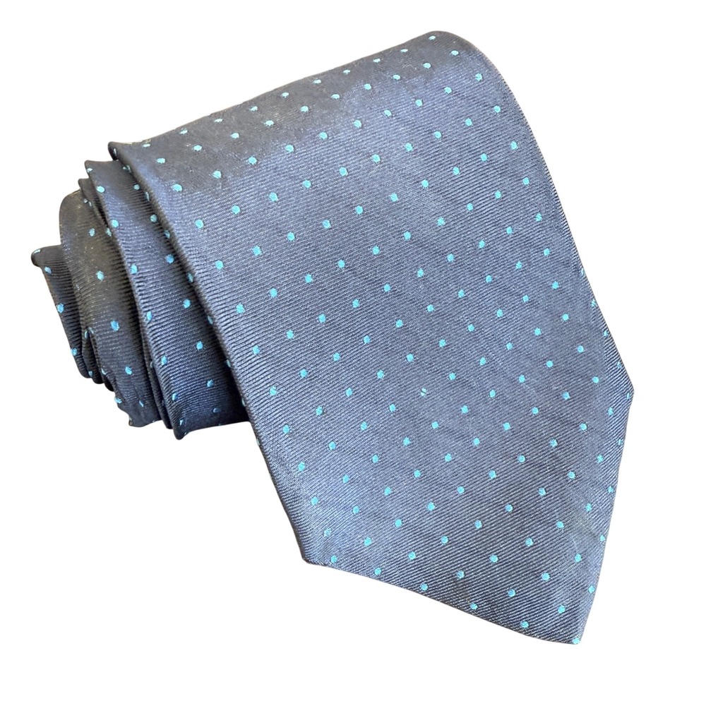 Lauren Ralph Lauren Silk Tie Blue Polka Dot Business Designer Quiet Luxury